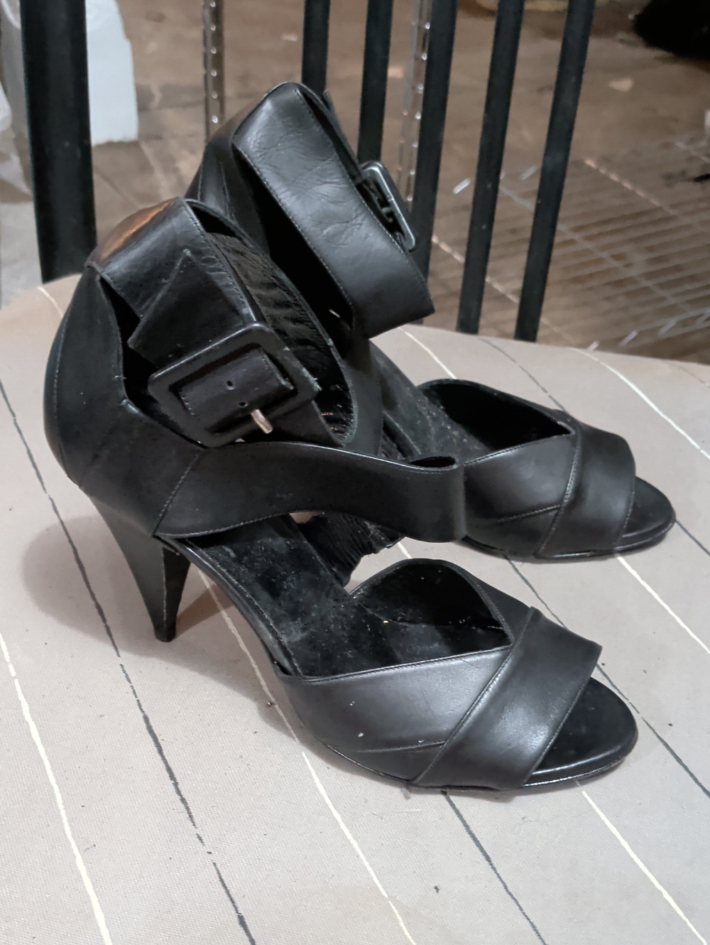 Nwob Black Women's Open-Toe Ankle-Strap Heels